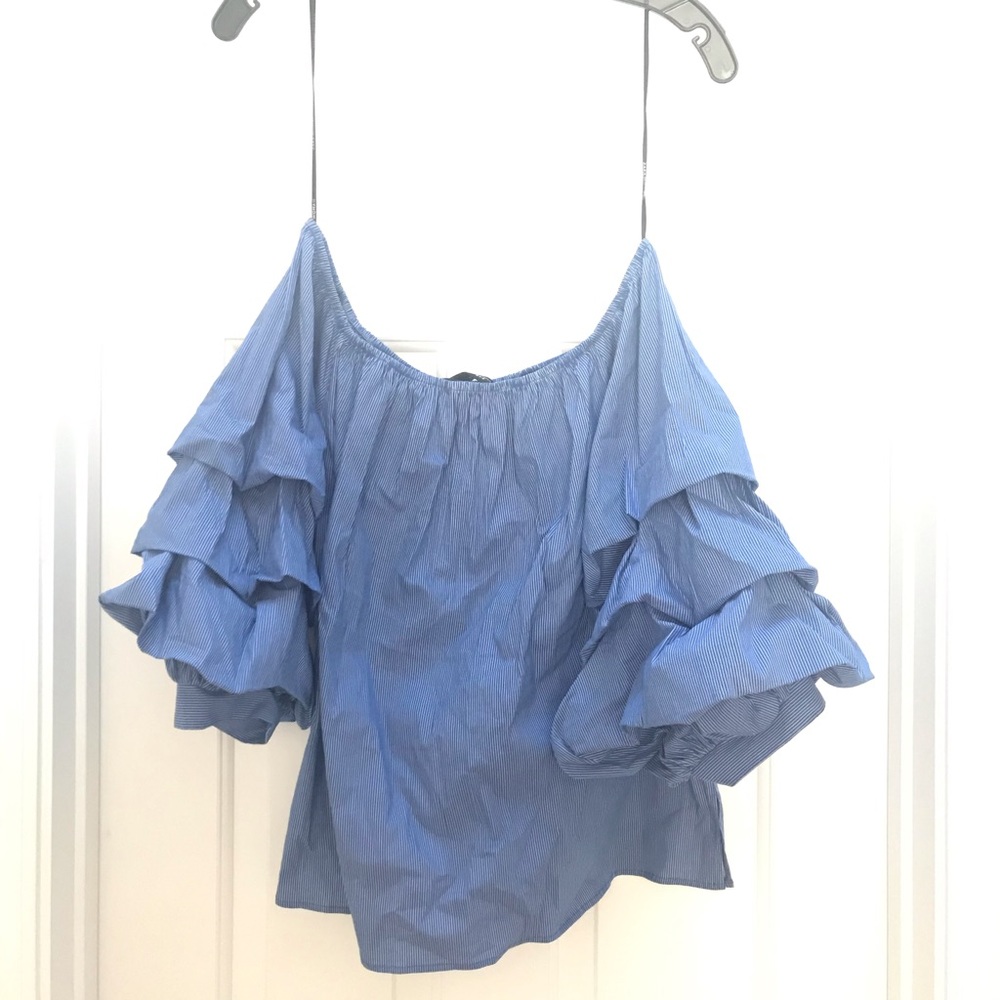 Zara Off-Shoulder Ruffle Sleeve Top